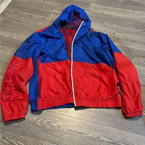 Under Armour Red Blue Windbreaker Size XL Thin Outdoor 80s Style Drawstring Zip